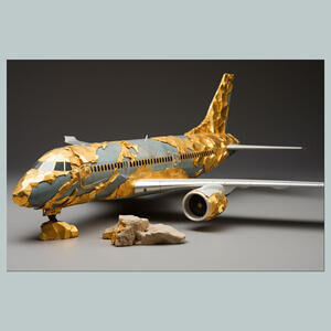 #0189-SM Airplane Gold Green Flaking  4x6 Glossy Photo -